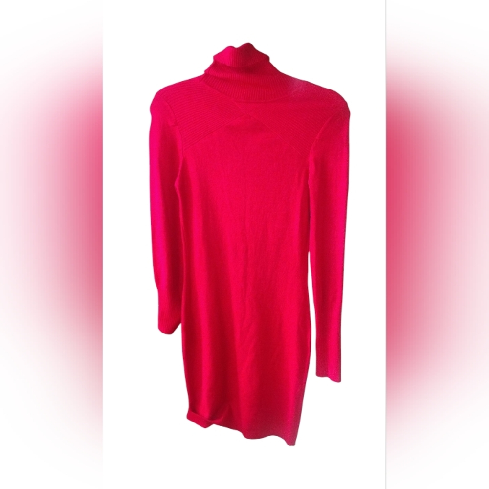 Derek Heart Womens Bodycon Red Ribbed Cutout Stretch Dress Long Sleeve SZ M - Picture 2 of 6